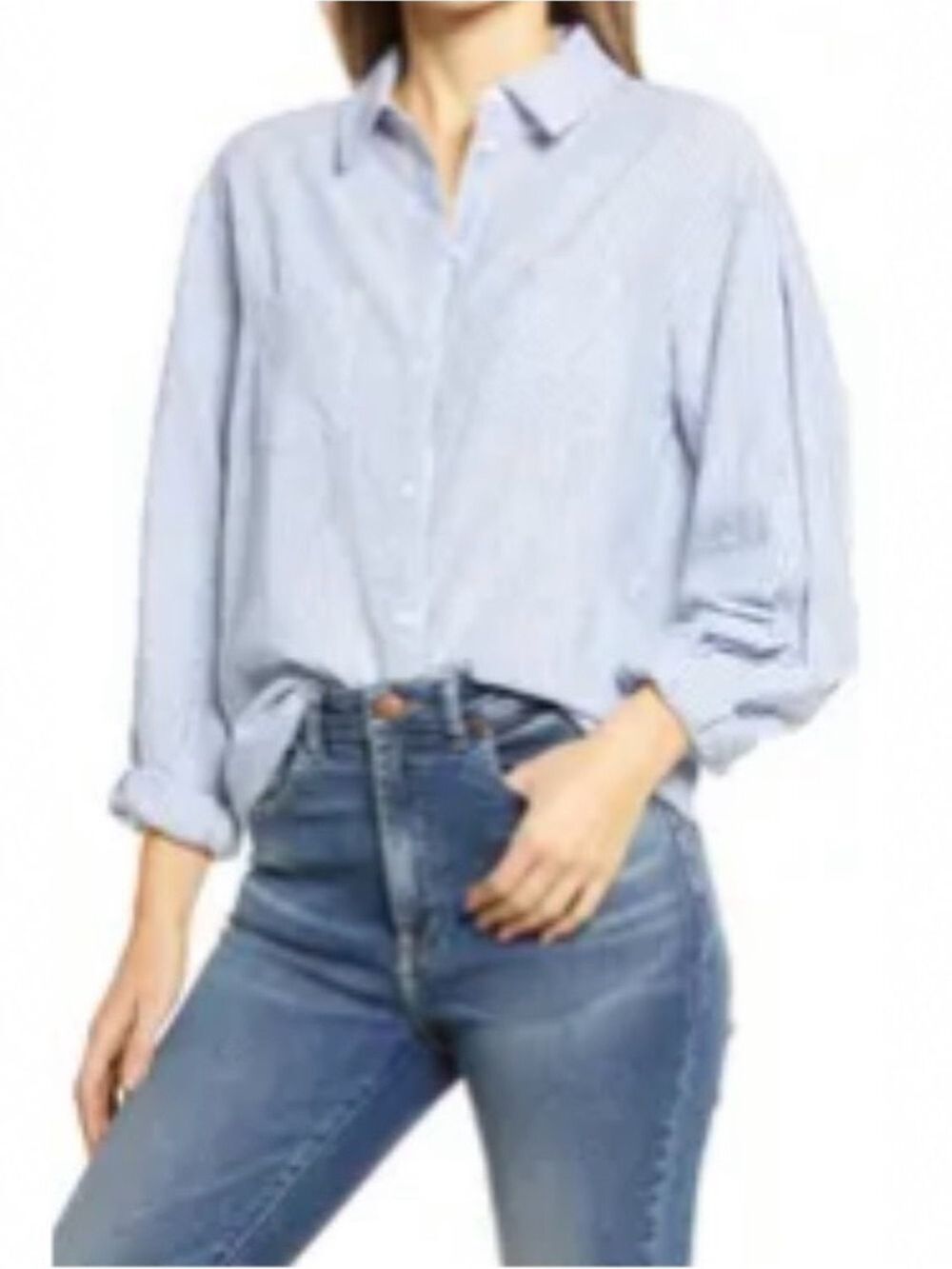 Treasure & Bond Light Blue Striped Button-Down Shirt